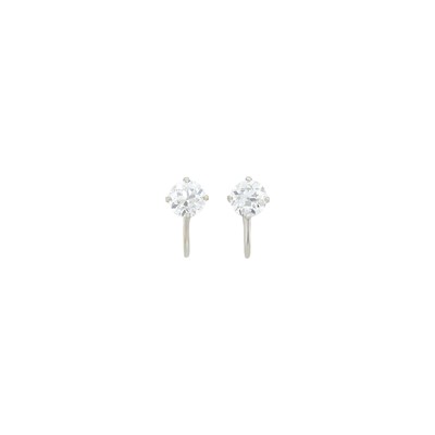 Lot 1106 - Pair of White Gold and Diamond Earclips