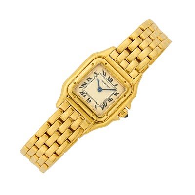 Lot 1205 - Cartier Gold 'Panthère Wristwatch