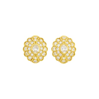 Lot 144 - Jacques Timey for Harry Winston Pair of Gold and Diamond Earclips