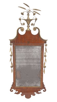 Lot 1036 - Federal Inlaid Mahogany and Parcel-Gilt Looking Glass