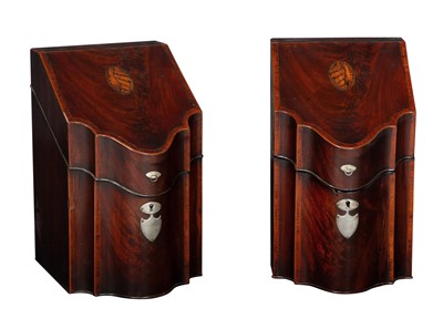 Lot 659 - Pair of George III Inlaid Mahogany Knife Boxes