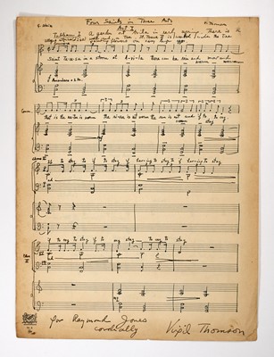 Lot 5249 - With an original musical manuscript leaf by Virgil Thomson