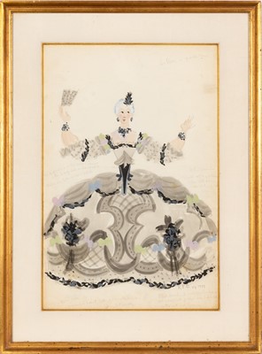 Lot 5226 - A large costume design by Raoul Pene du Bois for Ethel Merman
