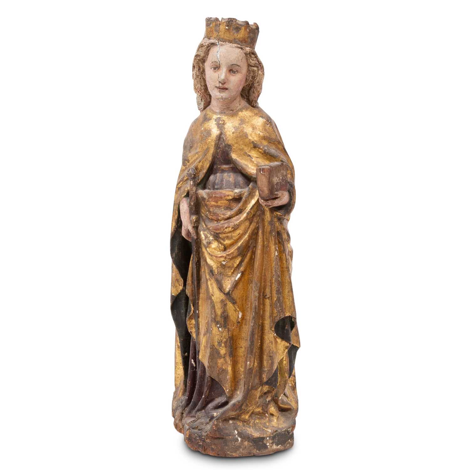 Lot 421 - South German Polychrome and Giltwood Figure of St. Catherine