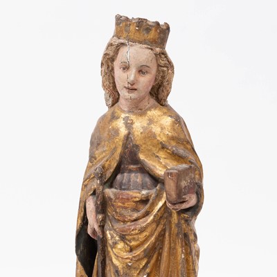 Lot 646 - South German Polychrome and Giltwood Figure of St. Catherine