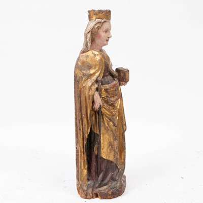 Lot 421 - South German Polychrome and Giltwood Figure of St. Catherine