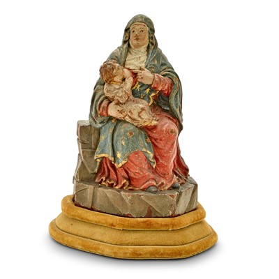 Lot 637 - Continental Painted and Parcel-Gilt Figure of the Madonna and Child