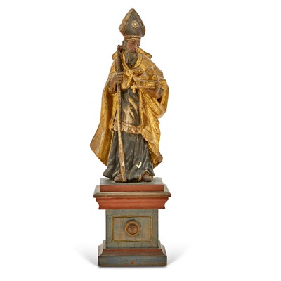 Lot 641 - Continental  Polychromed and Parcel-Gilt Carved Wood Figure of St. Nicholas