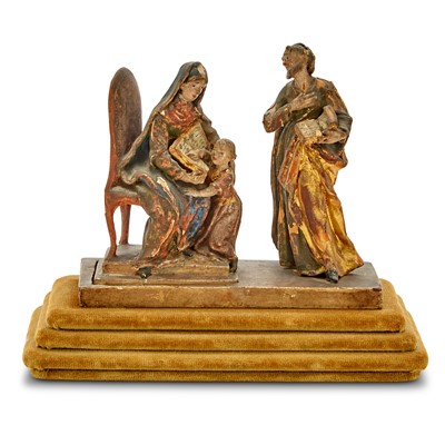 Lot 645 - Continental Polychromed and Parcel-Gilt Sculpture of the Education of the Virgin