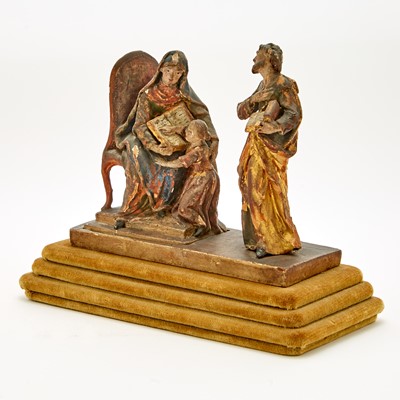 Lot 645 - Continental Polychromed and Parcel-Gilt Sculpture of the Education of the Virgin