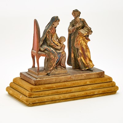 Lot 645 - Continental Polychromed and Parcel-Gilt Sculpture of the Education of the Virgin