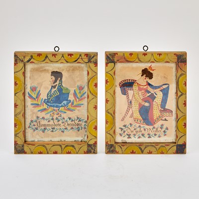 Lot 1052 - Watercolor, Pen and Ink Portraits of "Commodore Decatore" and "Die Gute Mutter"