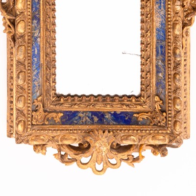 Lot 656 - Pair of Italian Giltwood and Lapis Lazuli-Mounted Small Mirrors