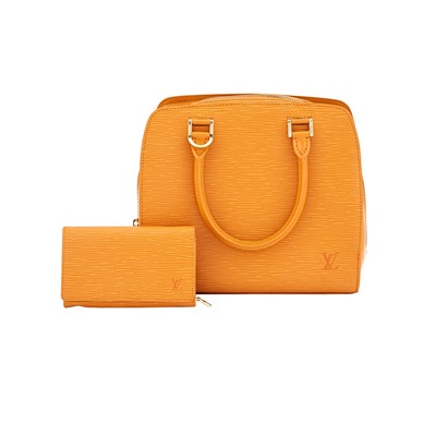 Lot 1216 - Louis Vuitton Orange Leather 'Sablons' Bag and Wallet