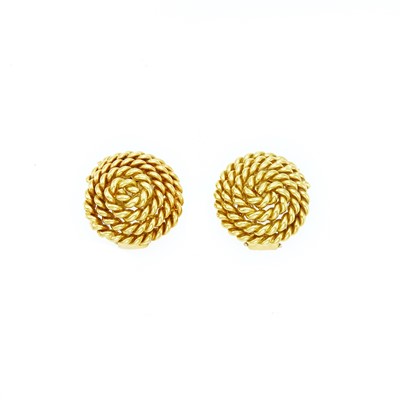 Lot 2053 - Tiffany & Co. Pair of Rope-Twist Gold Spiral Dome Earclips