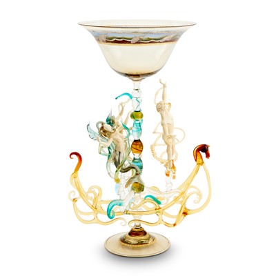 Lot 624 - Lucio Bubacco Lampworked and Blown Glass Nautical-Themed Figural Centerpiece