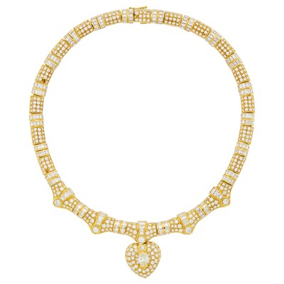 Lot 143 - Gold and Diamond Pendant-Necklace