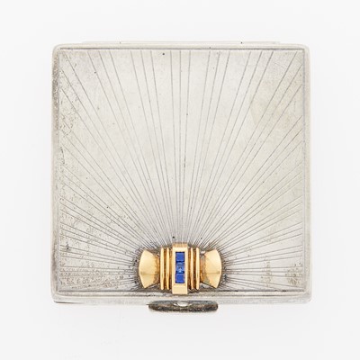 Lot 2092 - Silver, Gold and Sapphire Compact