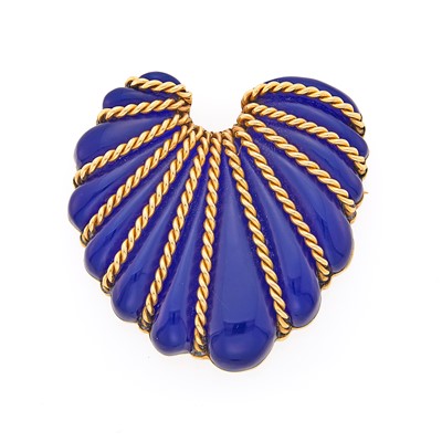 Lot 2012 - Gold and Blue Acrylic Shell Brooch