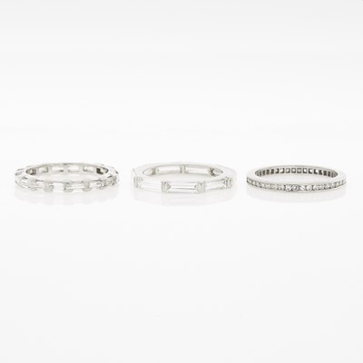 Lot 2232 - Three Platinum and Diamond Band Rings