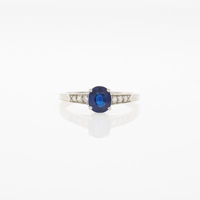 Lot 2205 - Tiffany & Co. Platinum, Sapphire and Diamond Ring