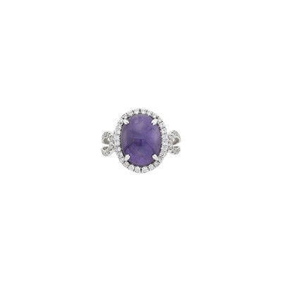 Lot 1166 - White Gold, Purple Star Sapphire and Diamond Ring