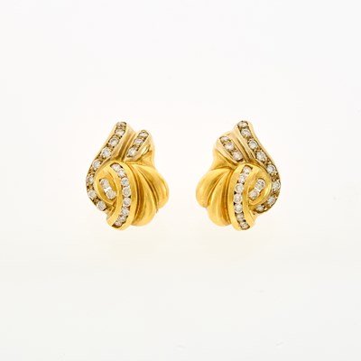 Lot 150 - Pair of Gold and Diamond Earclips