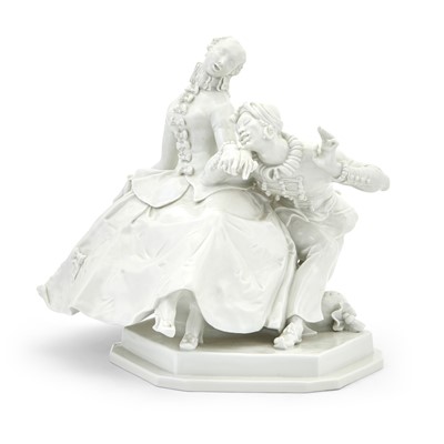 Lot 325 - Meissen Blanc de Chine Porcelain Figural Group of a Woman and Her Admirer