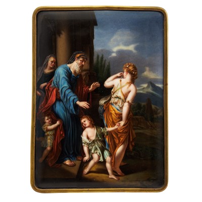 Lot 243 - Continental Painted Porcelain Plaque of the Banishment of Ishmael and Hagar