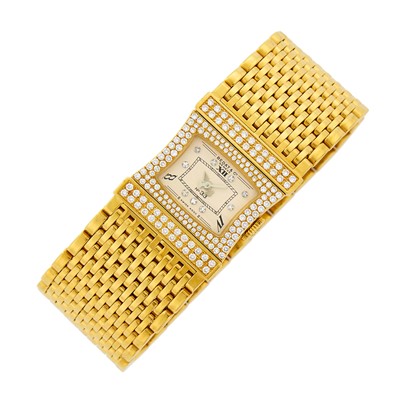 Lot 1180 - Bedat & Co. Wide Gold and Diamond Reversible Wristwatch