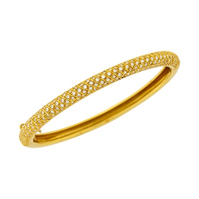 Lot 1006 - Gold and Diamond Bangle Bracelet