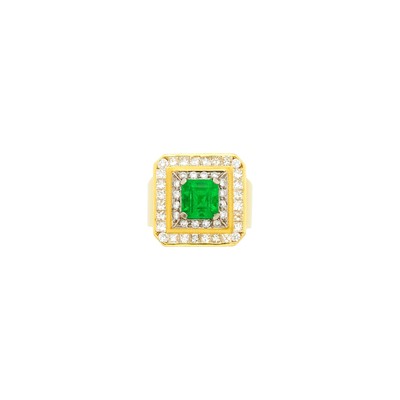 Lot 1160 - Gold, Emerald and Diamond Ring