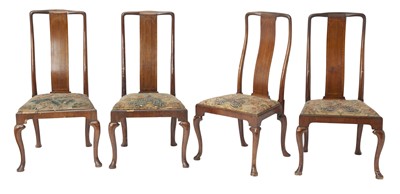 Lot 323 - Assembled Set of Eight Queen Anne Walnut Dining Chairs