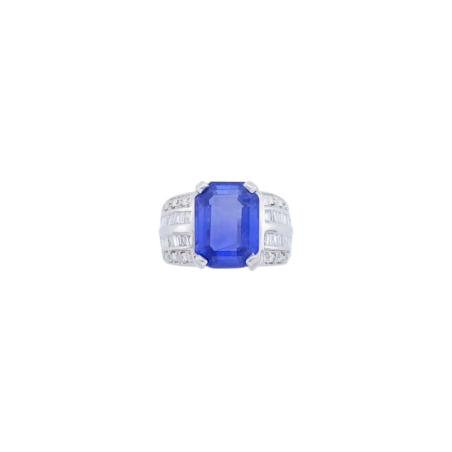 Lot 1108 - White Gold, Sapphire and Diamond Ring