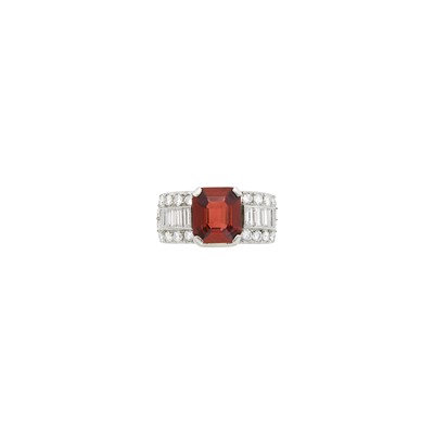 Lot 1109 - Platinum, Red Spinel and Diamond Ring