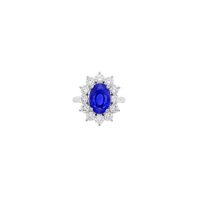 Lot 96 - Platinum, White Gold, Color-Change Sapphire and Diamond Ring, France