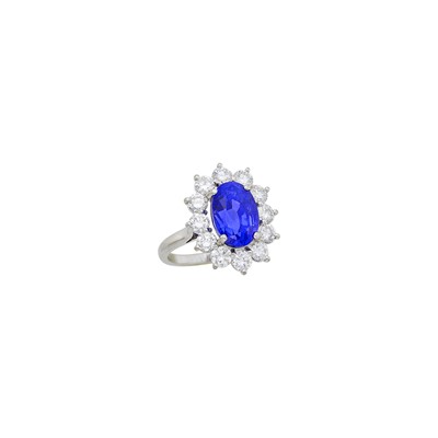 Lot 96 - Platinum, White Gold, Color-Change Sapphire and Diamond Ring, France