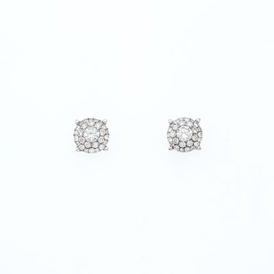 Lot 2198 - Pair of White Gold and Diamond Earrings