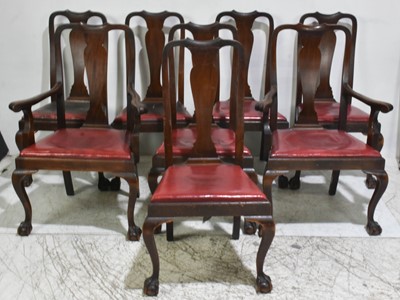 Lot 398 - Set of Eight Mahogany Upholstered Dining Chairs