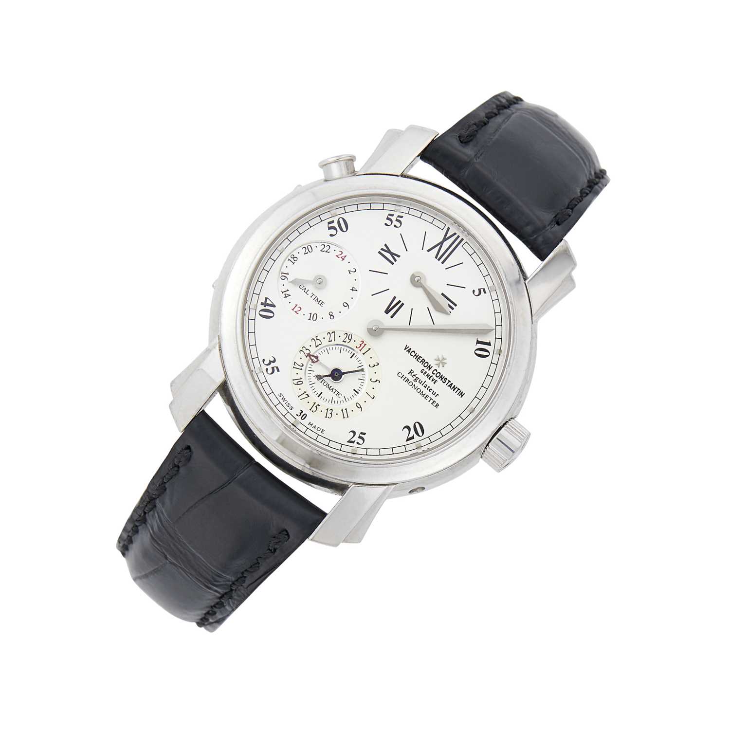 Lot 55 - Vacheron Constantin White Gold 'Malte' Dual Time Regulator Wristwatch, Ref. 42005