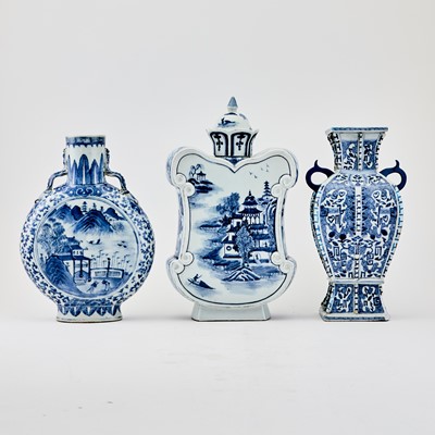 Lot 144 - Three Chinese Blue and White Porcelain Vases