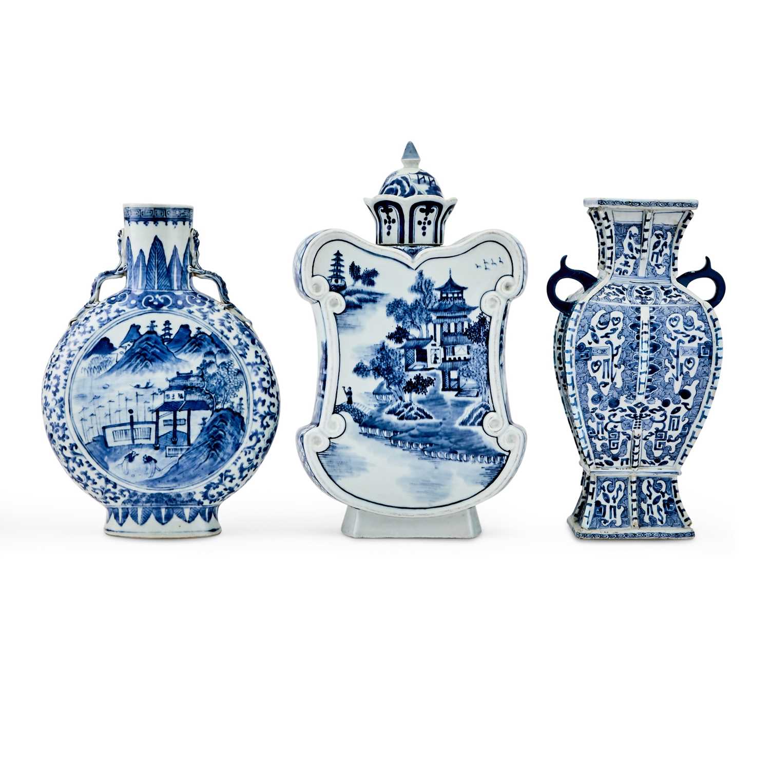 Lot 144 - Three Chinese Blue and White Porcelain Vases