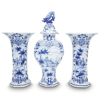 Lot 389 - Three Piece Dutch Delft Garniture