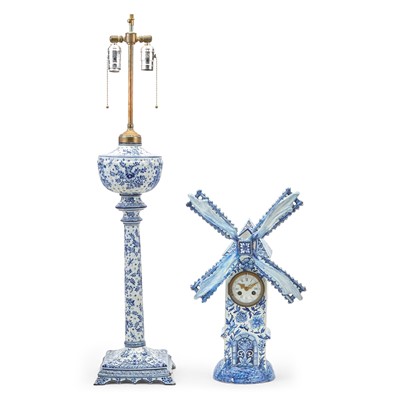 Lot 395 - Dutch Delft Windmill Clock