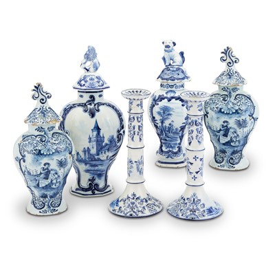 Lot 400 - Group of Delft Blue and White Table Articles