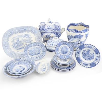 Lot 333 - Large English Transfer Decorated Blue and White Assembled Ceramic Table Service