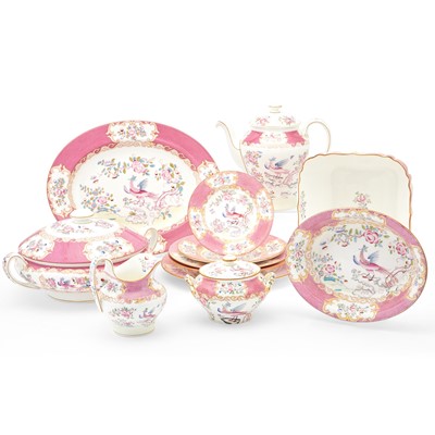 Lot 353 - Minton's for WH Plummer Porcelain Cockatrice Pink Pattern Porcelain Dinner Service