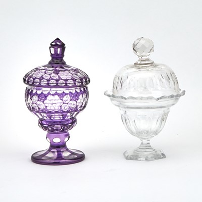 Lot 64 - Group of English and Bohemian Style Molded, Cut and Wheel-Engraved Glass Table Articles