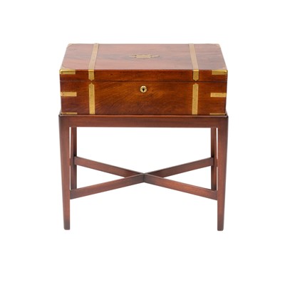 Lot 297 - Regency Brass-Bound Mahogany Lap Desk on Stand