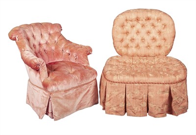 Lot 275 - Two Pink Tufted Chairs